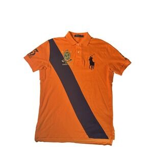 Polo Ralph Lauren Men Orange Colorblock Logo Shirt Summer Classic | S